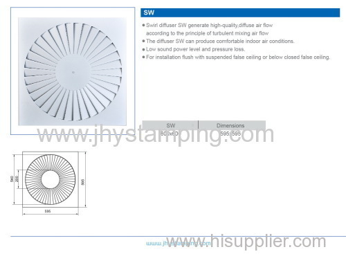 Square Ceiling diffuser made of Spcc