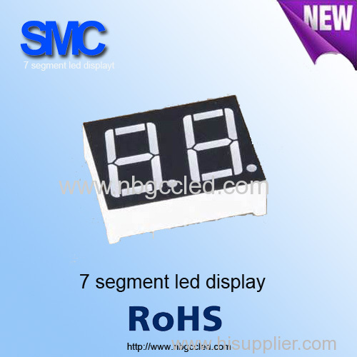 7 segment LED display 0.56" dual digit amber color straight