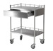 Stainless steel medical trolley with drawer double layers medication cart