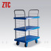 Three layers plastic trolley mesh sides platform utility handcart with wheels