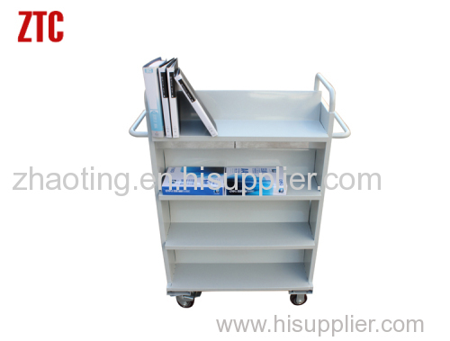 Mobile library book trolley Double-sided sloped-shelf book truck