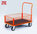 Industry mobile flat wire cart warehosue logistic hand truck with four mesh sides