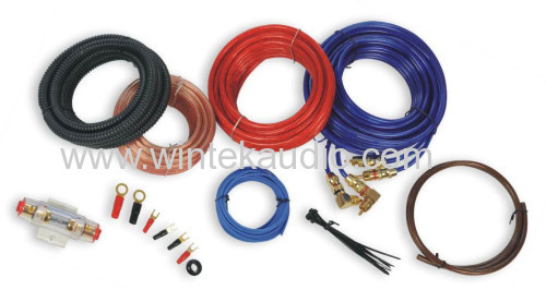 8GA Amplifier wiring kit with clear blue RCA cable