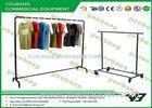 Single Pole Movable Metal Garment Rack With 4 Wheels For Clothes Store