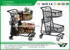 Powder Coated Supermarket Shopping Trolley / Two Layers Shopping Cart With Rear Bottom Tray