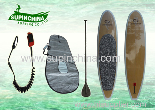 Fiberglass Retro Nose standing paddle board Bamboo Veneer custom sup boards