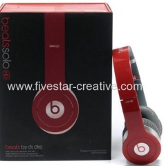 Beats Solo HD Over-Ear Headphones Red With Mic Remote Control On Cable