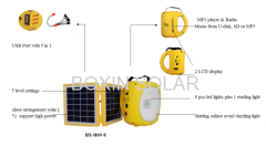 solar camping lantern with mobile phone charger fm radio mp3 sd