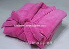 Long Microfiber Polyester Bath Robe , Pink Chenille Bathrobe Full Length