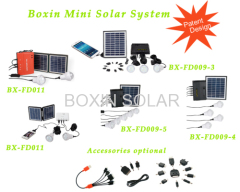Mini rechargeable solar home systems with 3 bulbs and mobile phone charger