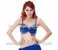 Jewelry Blue Belly Dance Bra With Sequin / Diamond For Belly Queen