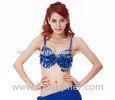 Jewelry Blue Belly Dance Bra With Sequin / Diamond For Belly Queen