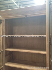 old fir Bookshelf with Double glass door