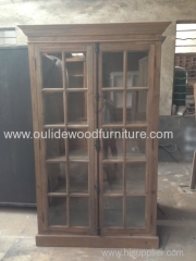 Double glass door old fir bookcase