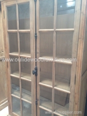 Double glass door old fir bookcase