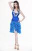 Latin Style Spandex / Cotton Blue Belly Dance Costumes for Practice OEM