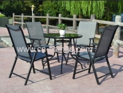 outdoor textilene piled high chairs with engineering-plastics