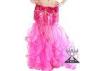 Pink Peacock Fishtail Belly Dance Skirt for Stage with Crystal Cotton / Blended Yarn