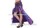 Sexy Slit Purple Belly Dance Skirts Stage Wear with Crystal Cotton / Blended Yarn