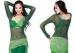 Modest Breathable Deep Green Belly Dance Bra Tops Under Bust Sheer With Belly Cover