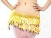 Yellow Paillette Belly Dancing Hip Scarves , Professional Belly Dance Costumes Suit