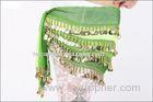 Four Layers Rainbow Green Belly Dance Hip Scarf with Coins Fashionable