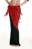 Simple Red Belly Dance Hip Scarves with Palps In Performance Wear
