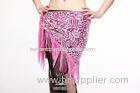 Colorful Girls Belly Dancing Hip Scarves With Paillette Around Waistline , Leopard Print