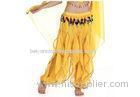 Yellow Fluffy Chiffon Belly Dance harem Pants with Sequin , Women Dance Wear