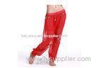 Modern Red Chiffon Belly Dance Pants for Girl with Bloomer Hanging Gold Coins