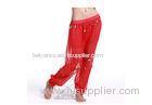 Modern Red Chiffon Belly Dance Pants for Girl with Bloomer Hanging Gold Coins