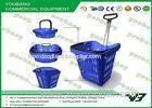 HDPP / HDPE Rolling Grocery Basket , Supermarket Shopping Basket Cart With Wheels