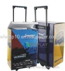 Exhibition POP Cardboard EXPOBOX with Full Printing Cardboard Trolleys on Wheels