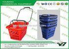 OEM Plastic Supermarket Rolling shopping basket cart with 4 wheels for Storage