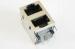 Ethernet Magnetic Stacked RJ45 POE Connectors Female , Metal SDH RJ45 2 x 1 Port