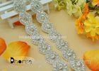 Iron On Bling Bling Decorative Rhinestone Beaded Trim For Wedding Dress