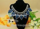 Leaf shape Blue Crystal Beads Collar Beaded Necklace With Rhinestones