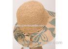 12cm Brim Ladies Cloth Brim Raffia Sun Hats , Crochet Crown Hat For Fascinator