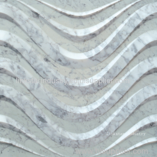 3d natural white carrara wavy stone wall panel cladding