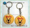 Customized Yellow bear soft PVC keychain with Alloy coin holder / key ring