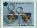 Square OEM acrylic key chain for photo insert souvenir make the keys together