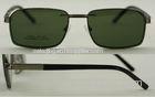 Blue / Green Metal Square Eyeglass Frames With Clip On Sunglasses For Mens