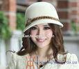 100% Handmade Wool Felt Hats White and Brownl With Casing Trimming for Party