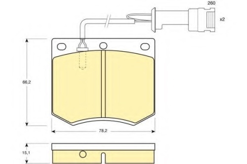 Brake pad with wear warning contact for HYUNDAI