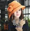 Female Shiny Orange Polyester Ladies Dress Church Hats With 3 Layers