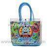 Clear Custom printed carton girl / lady PVC tote bag with button closure