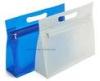 White / blue Multi-use EVA / PEVA plastic zip lock bags with cutting hole handle