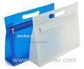 White / blue Multi-use EVA / PEVA plastic zip lock bags with cutting hole handle