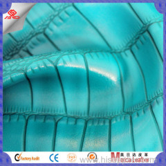 Sky blue embossing and glossy pvc leather