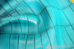 Sky blue embossing and glossy pvc leather